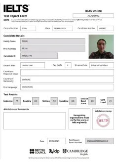 IELTS Academic 8.0.